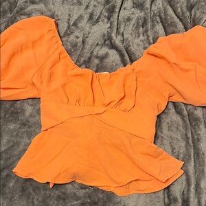 Coral Puff Sleeve Women's Top